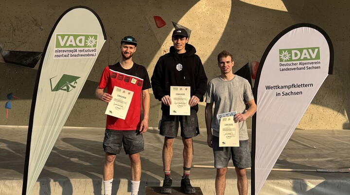 LM Bouldern 2024 Podium Herren | © DAV LV Berlin